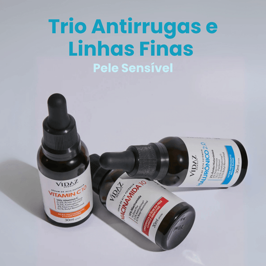 Trio Antirrugas e Linhas Finas pele sensível + Hidratante GRÁTIS
