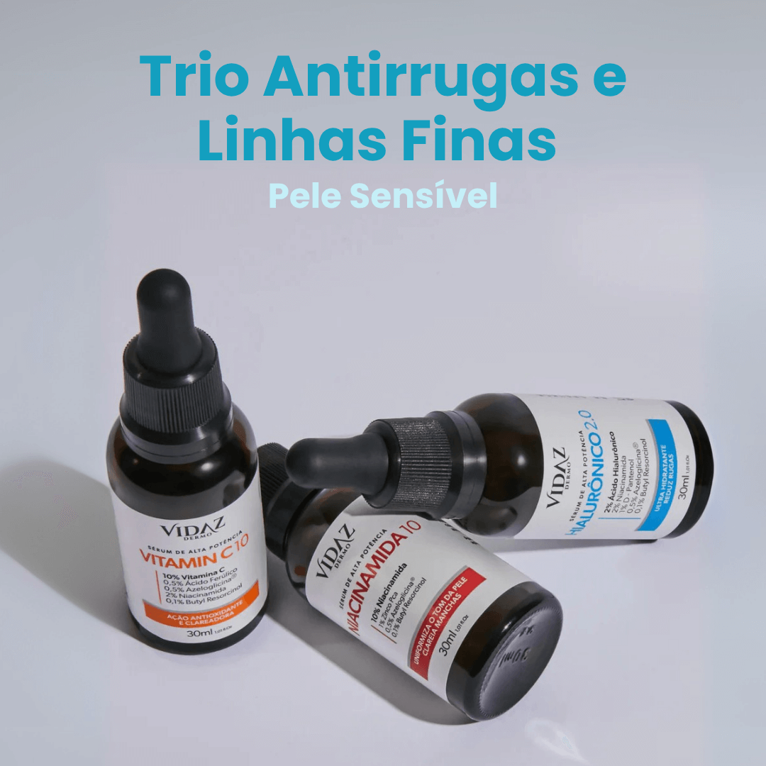 Trio Antirrugas e Linhas Finas pele sensível + Hidratante GRÁTIS