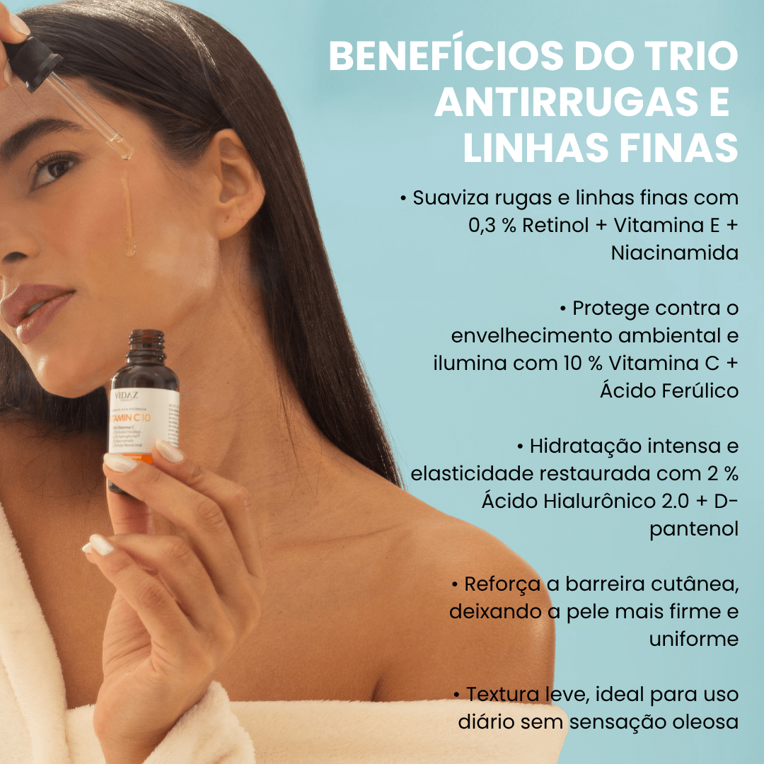 Trio Antirrugas e linhas finas + Hidratante GRÁTIS