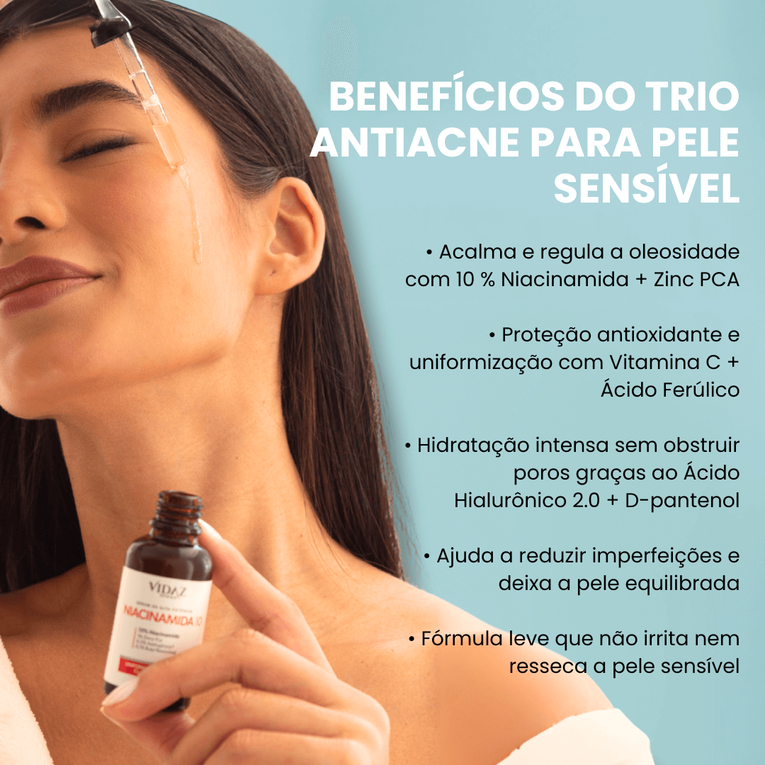 Trio Antiacne pele sensível + Hidratante GRÁTIS